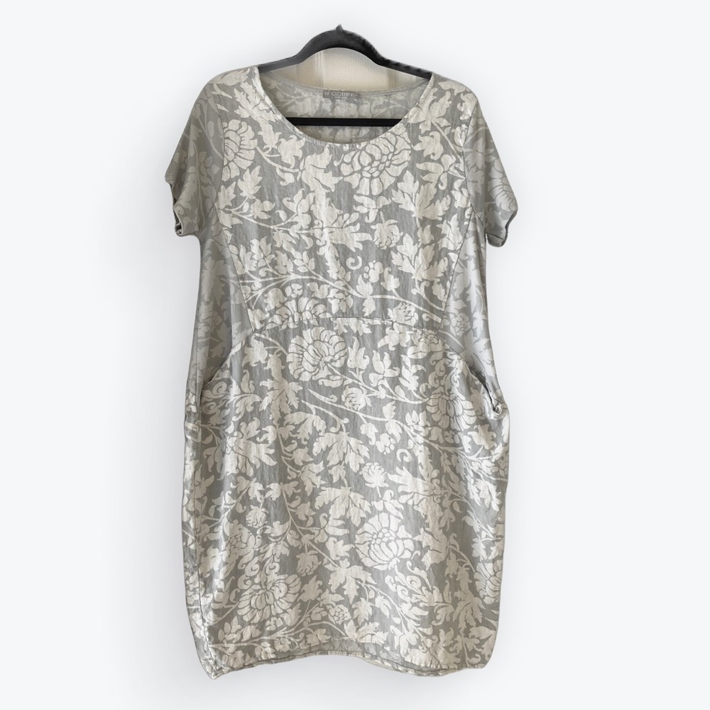 LV Clothing Made in Italy Indie Linen Dress Light Gray M